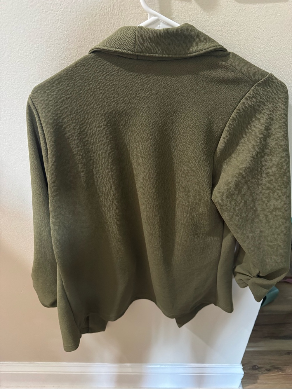 Olive Green Open-Front Women's Cardigan blazer - Picture 3 of 3